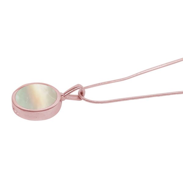 Rose Gold Mother of Pearl Round Double Sided Pendant