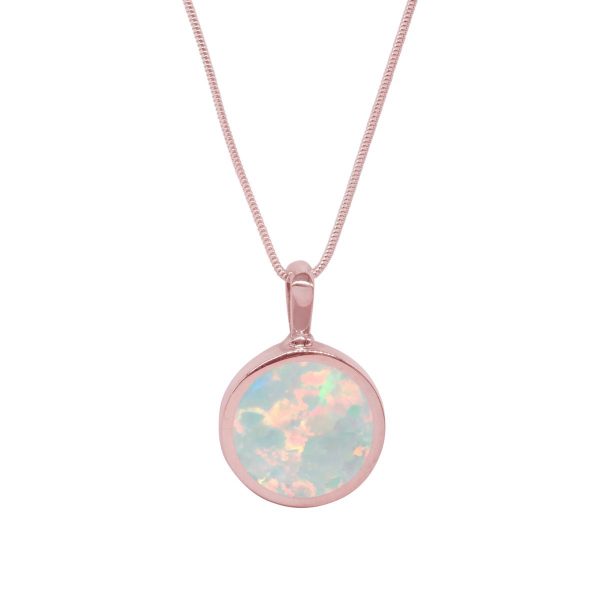 Rose Gold Opalite Sun Ice Round Double Sided Pendant