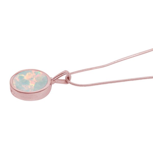 Rose Gold Opalite Sun Ice Round Double Sided Pendant