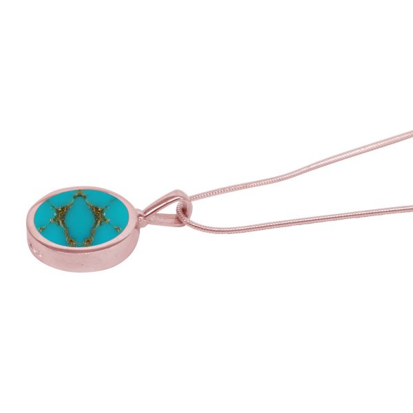 Rose Gold Turquoise Round Double Sided Pendant