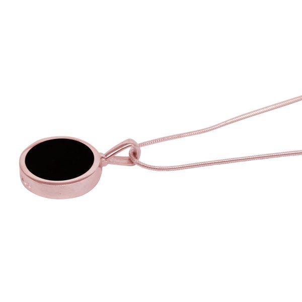 Rose Gold Whitby Jet Round Double Sided Pendant