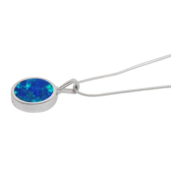 Silver Cobalt Blue Round Double Sided Pendant