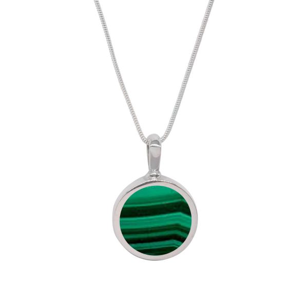 Silver Malachite Round Double Sided Pendant