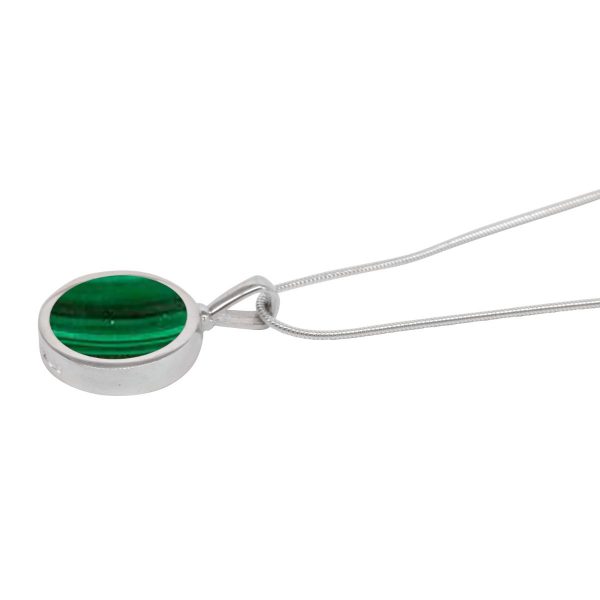 Silver Malachite Round Double Sided Pendant