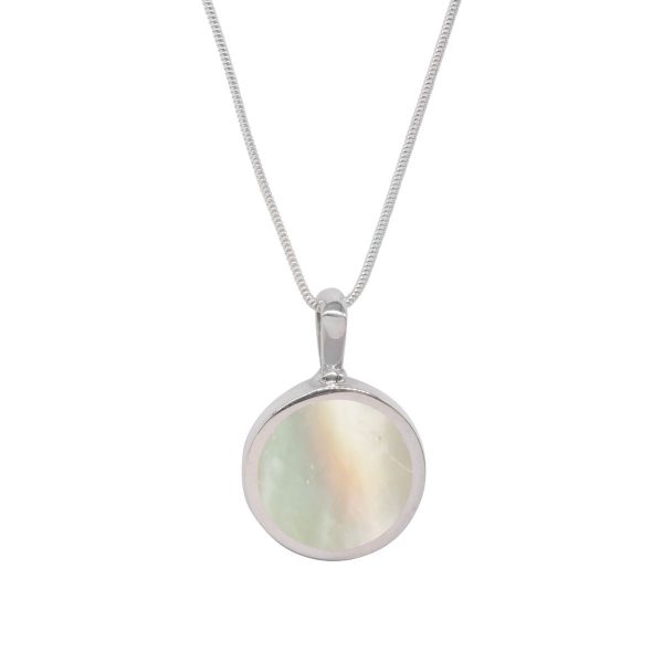 Silver Mother of Pearl Round Double Sided Pendant