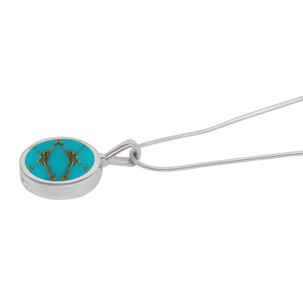 Silver Turquoise Round Double Sided Pendant