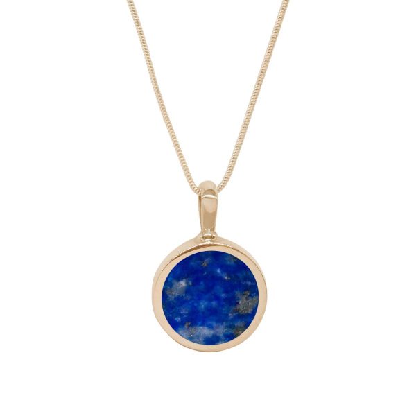Yellow Gold Lapis Round Double Sided Pendant