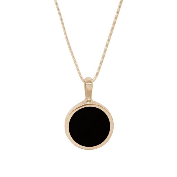 Yellow Gold Whitby Jet Round Double Sided Pendant