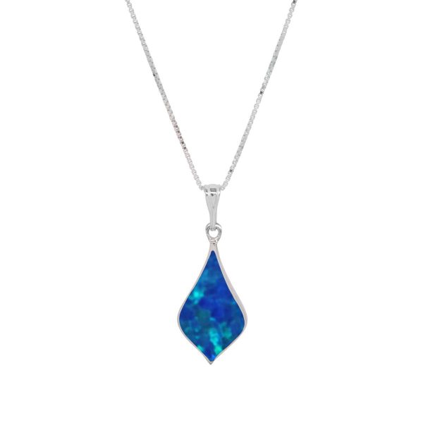 White Gold Opalite Cobalt Blue Pendant