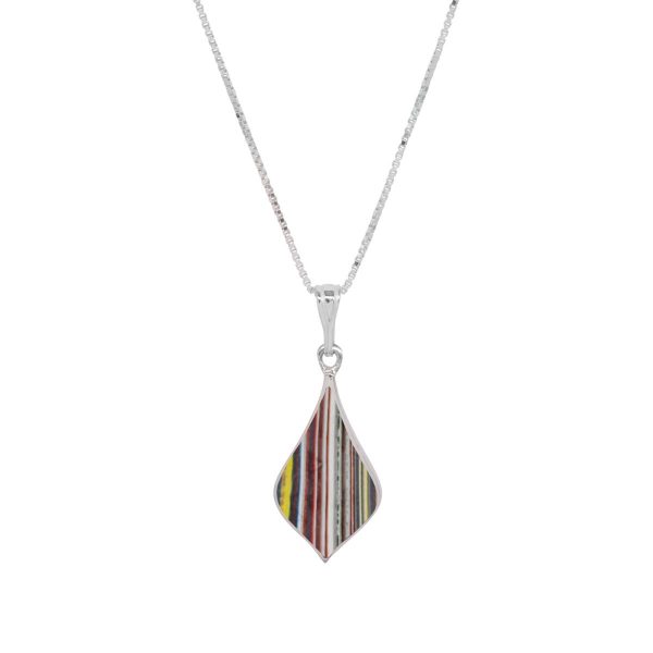 White Gold Fordite Pendant