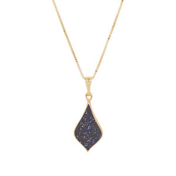 Yellow Gold Blue Goldstone Pendant