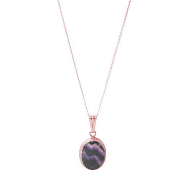 Rose Gold Blue John Oval Pendant