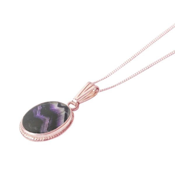 Rose Gold Blue John Oval Pendant