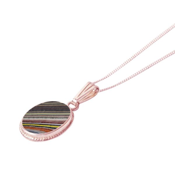 Rose Gold Fordite Oval Pendant