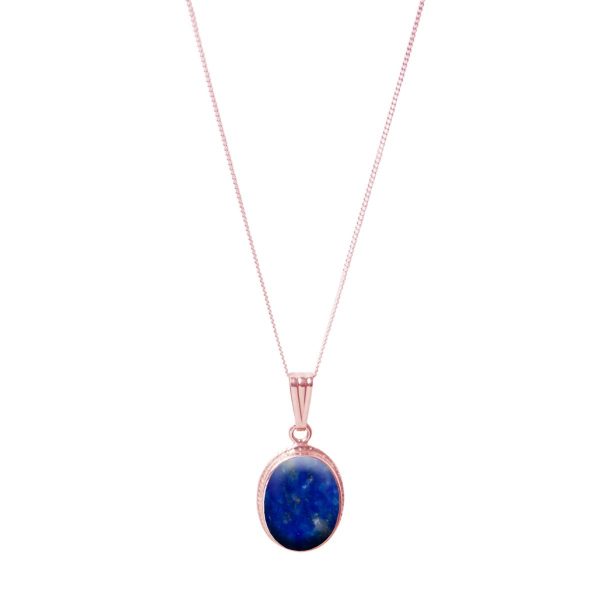 Rose Gold Lapis Oval Pendant