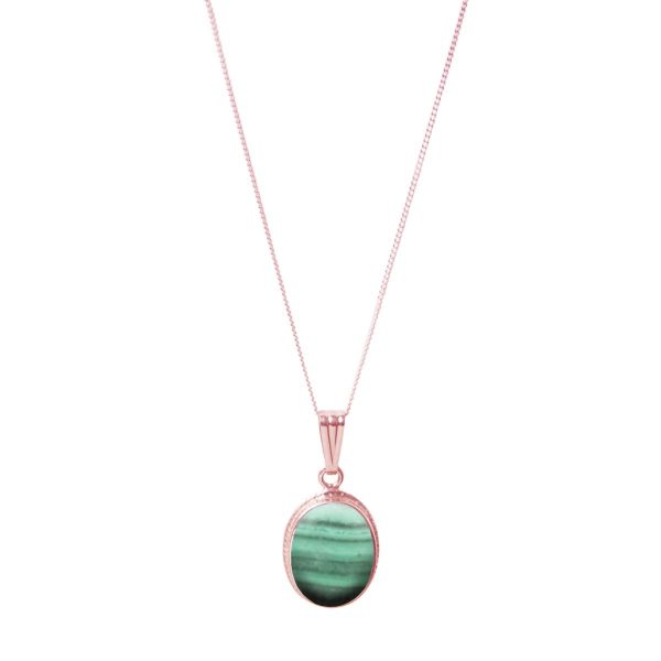 Rose Gold Malachite Oval Pendant