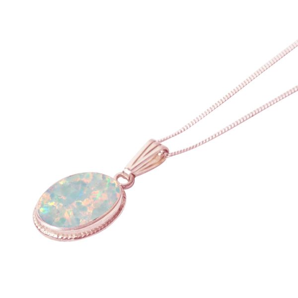 Rose Gold Opalite Sun Ice Oval Pendant