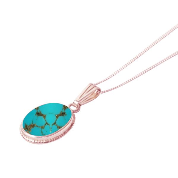 Rose Gold Turquoise Oval Pendant