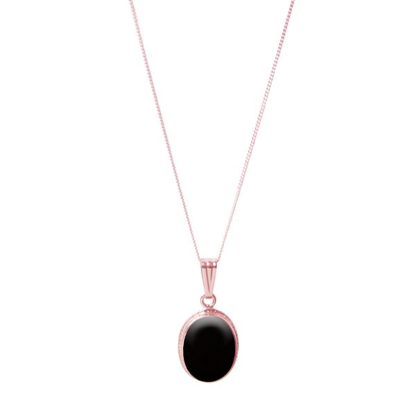 Rose Gold Whitby Jet Oval Pendant