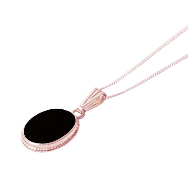 Rose Gold Whitby Jet Oval Pendant