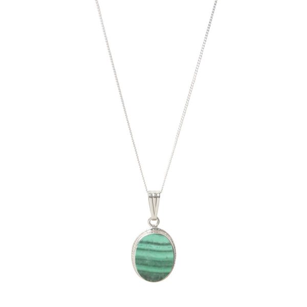 Silver Malachite Oval Pendant