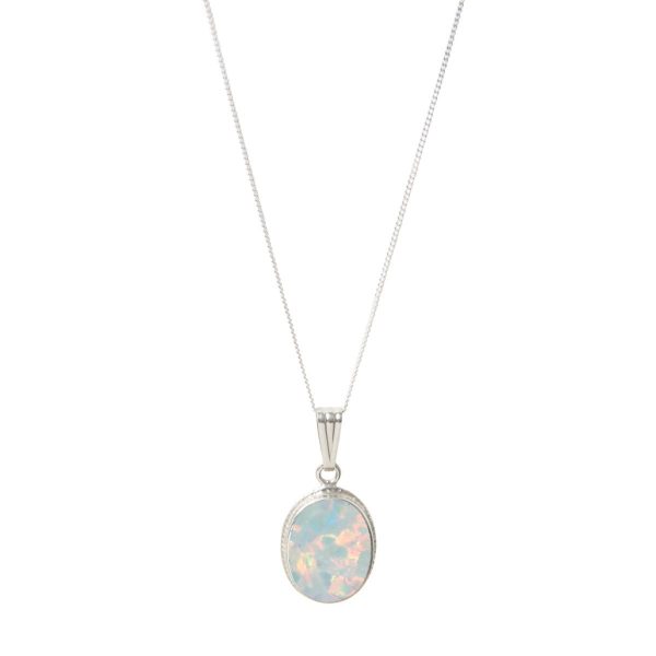 Silver Opalite Sun Ice Oval Pendant