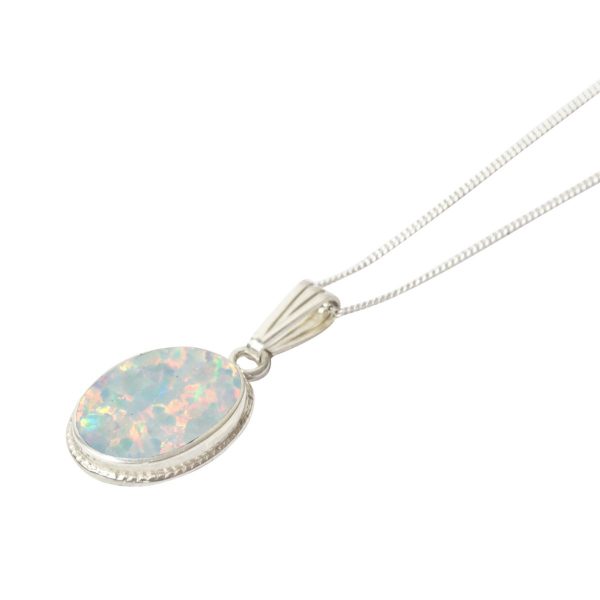 Silver Opalite Sun Ice Oval Pendant