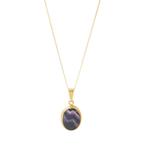 Yellow Gold Blue John Oval Pendant