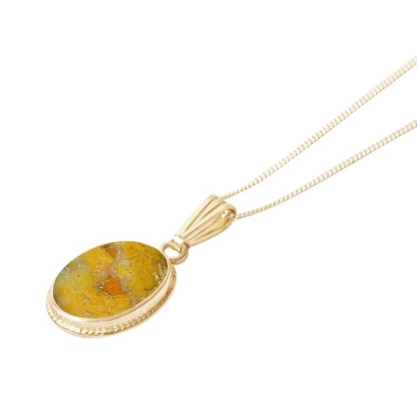 Yellow Gold Bumblebee Jasper Oval Pendant