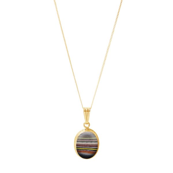 Yellow Gold Fordite Oval Pendant