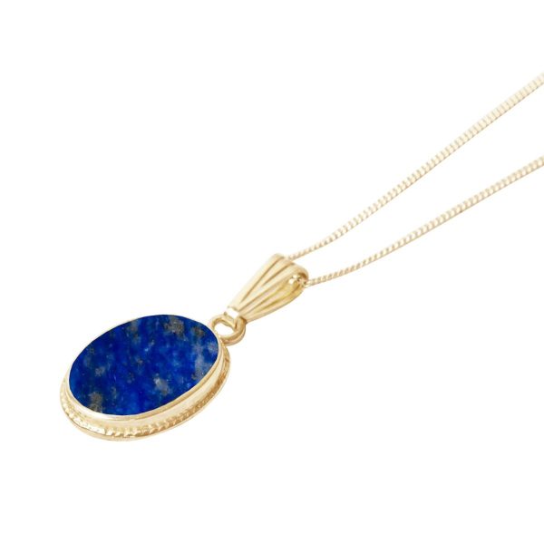 Yellow Gold Lapis Oval Pendant