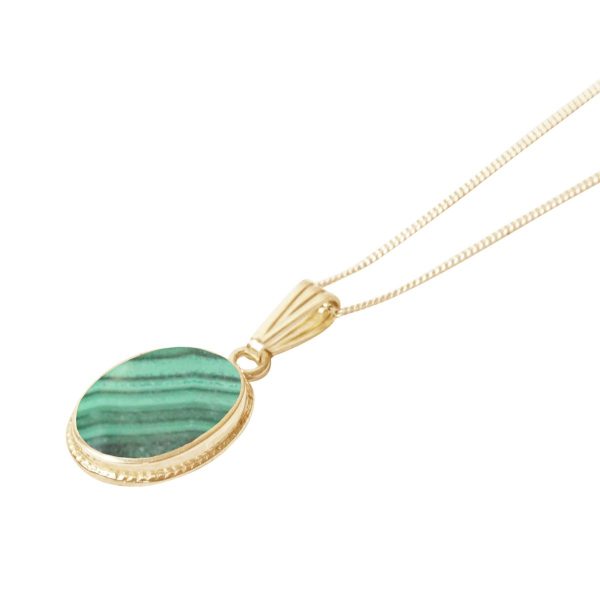 Yellow Gold Malachite Oval Pendant