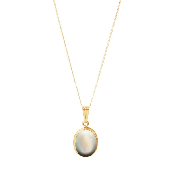 Yellow Gold Mother of Pearl Oval Pendant