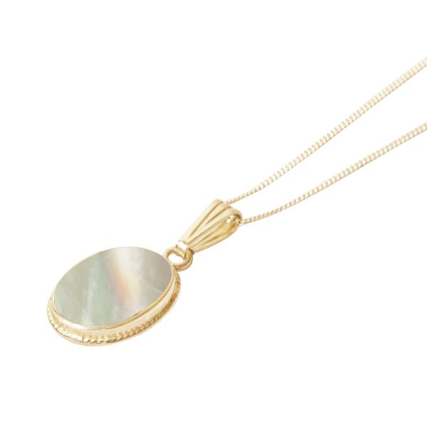 Yellow Gold Mother of Pearl Oval Pendant