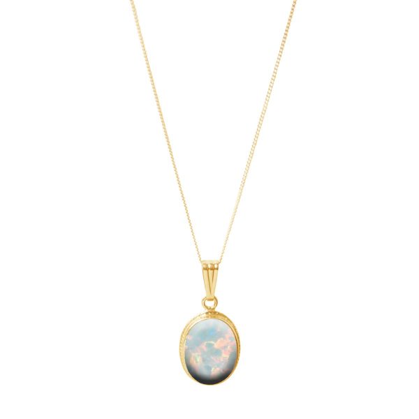 Yellow Gold Opalite Sun Ice Oval Pendant