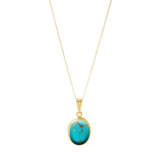 Yellow Gold Turquoise Oval Pendant