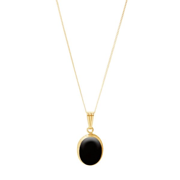 Yellow Gold Whitby Jet Oval Pendant