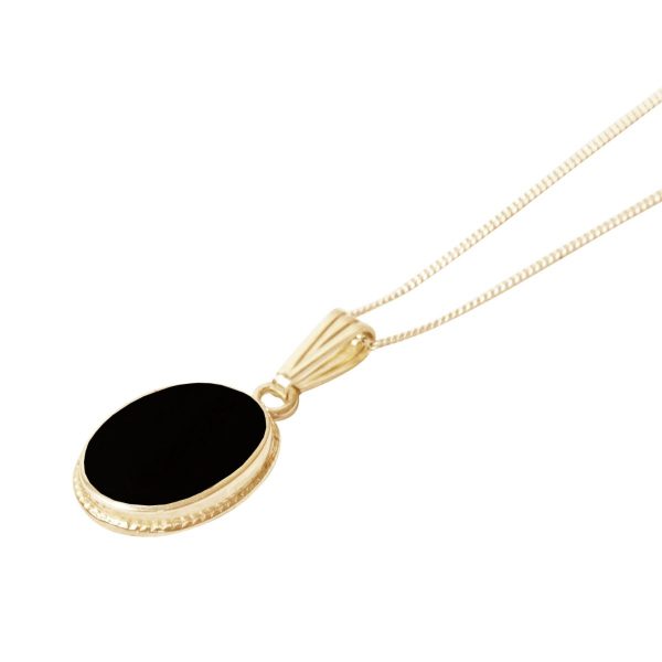 Yellow Gold Whitby Jet Oval Pendant