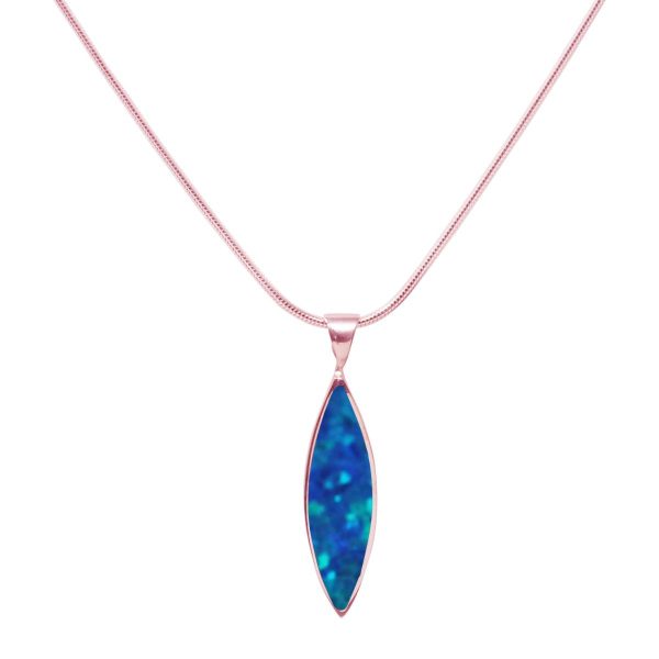 Rose Gold Opalite Cobalt Blue Pendant