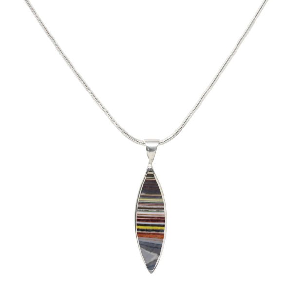 White Gold Fordite Pendant