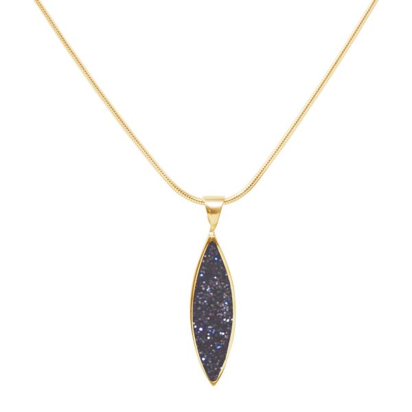 Yellow Gold Blue Goldstone Pendant