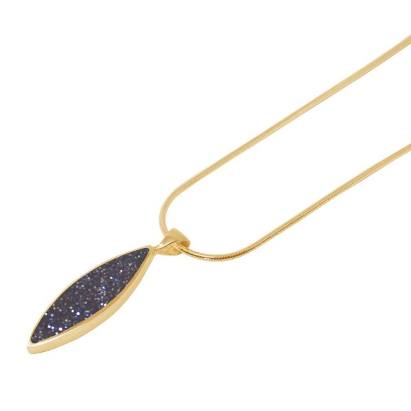 Yellow Gold Blue Goldstone Pendant