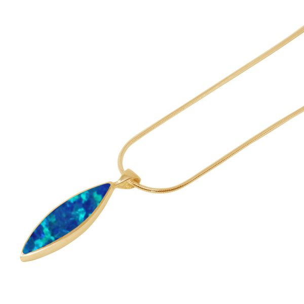 Yellow Gold Opalite Cobalt Blue Pendant