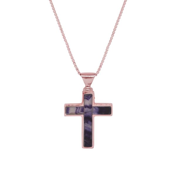 Rose Gold Blue John Cross Pendant