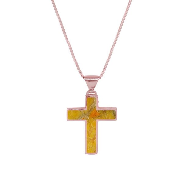 Rose Gold Bumblebee Jasper Cross Pendant