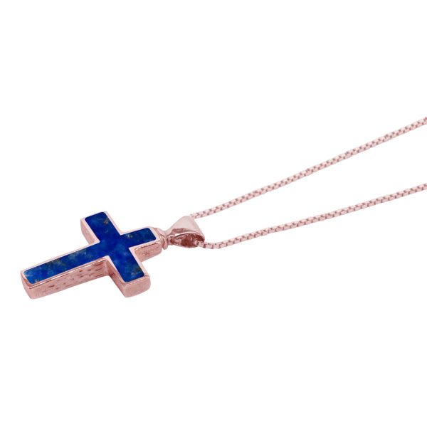 Rose Gold Lapis Cross Pendant