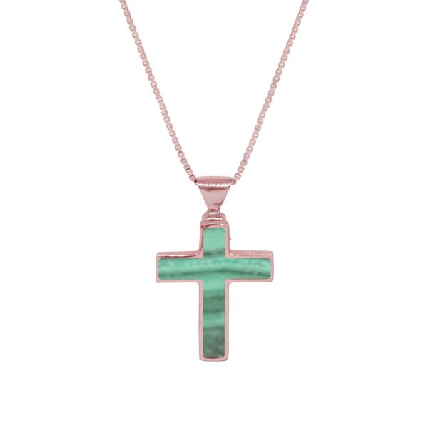 Rose Gold Malachite Cross Pendant