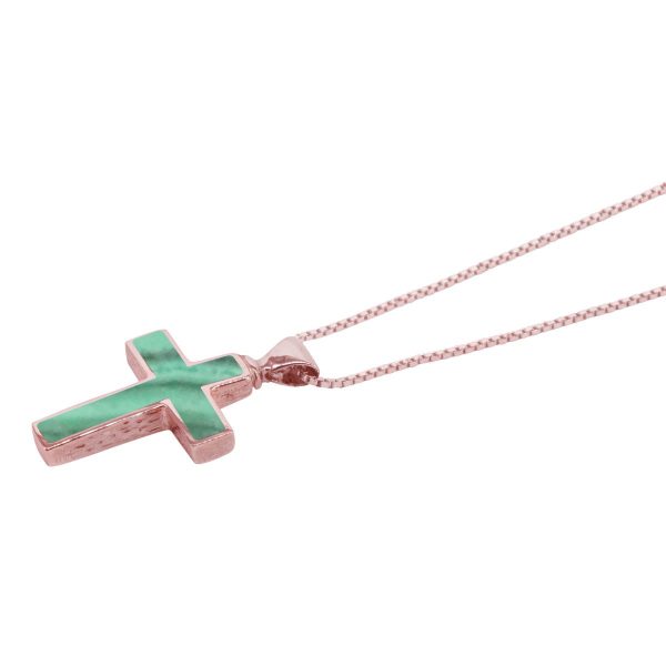 Rose Gold Malachite Cross Pendant