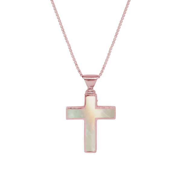 Rose Gold Mother of Pearl Cross Pendant