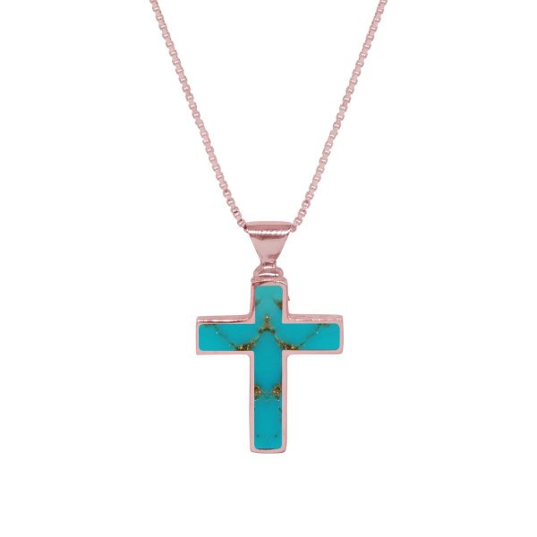 Rose Gold Turquoise Cross Pendant